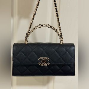 CHANEL Authentic Quilted Wallet on Chain Caviar Black 2023